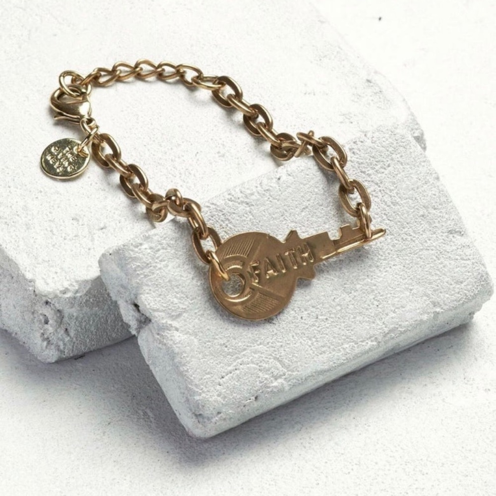 Gold “Faith” Key Charm Bracelet